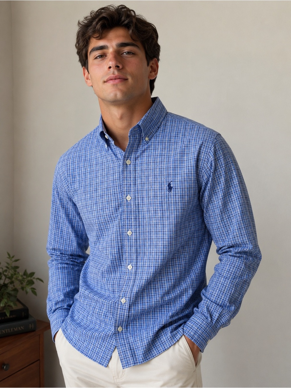 Polo Ralph Lauren Blue Plaid Button Down Shirt S Classic Pony Logo